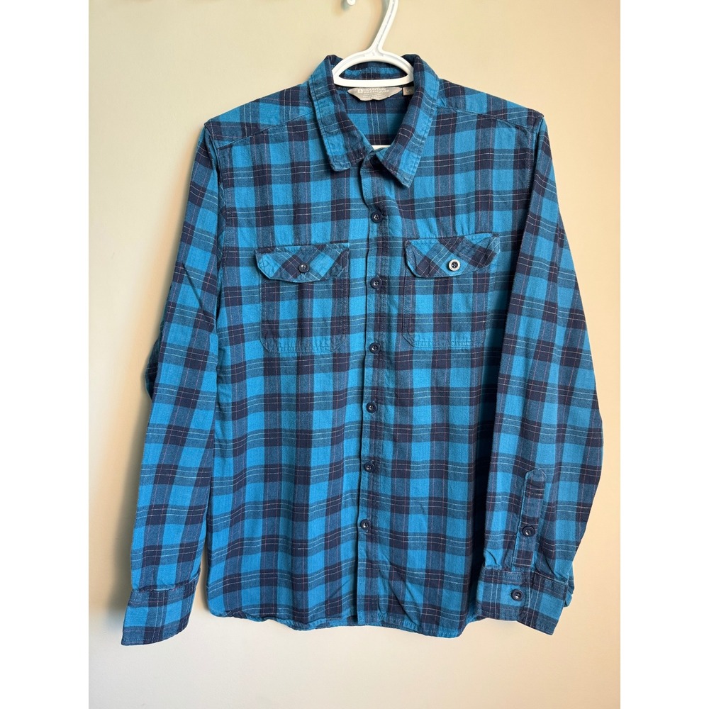 Mountain Warehouse Mens Teal Plaid Flannel Shirt L Outdoors Gorpcore Campus Prep